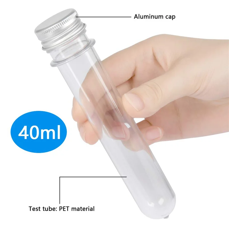 

60 PCS 40ML Plastic Test Tubes With Screw Caps Reusable Transparent Container Tubes Transparent Test Tube