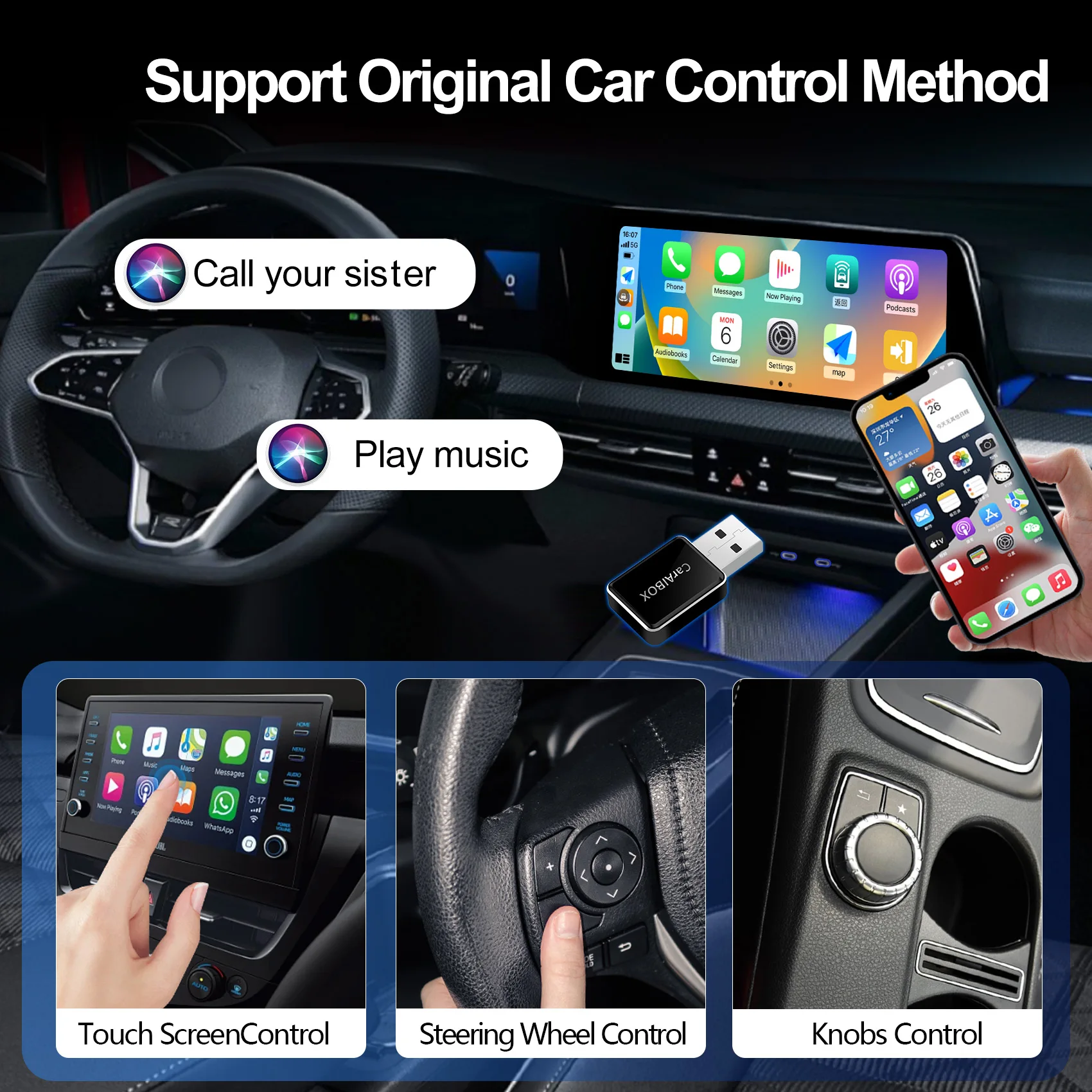 2025 جديد محول Carplay اللاسلكي أندرويد السيارات 2in1 صندوق صغير ذكي واي فاي BT السيارات الاتصال لتويوتا أودي بنز كيا بورش فورد