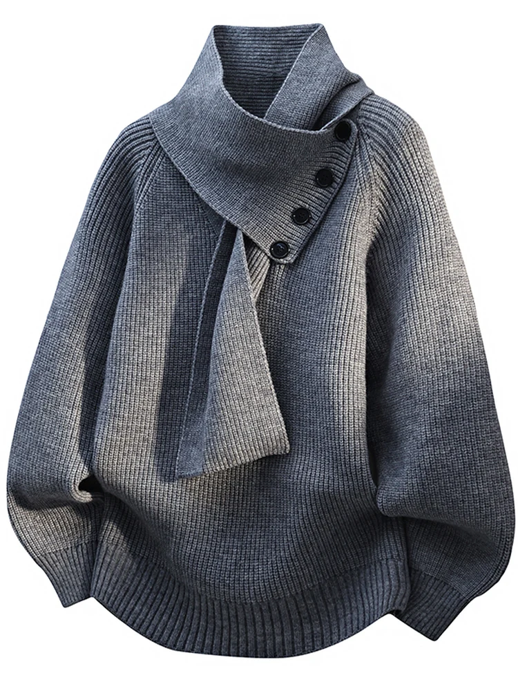 

Вязаный свитер-поло унисекс с асимметричным дизайном, модный дышащий топ, не деформируется