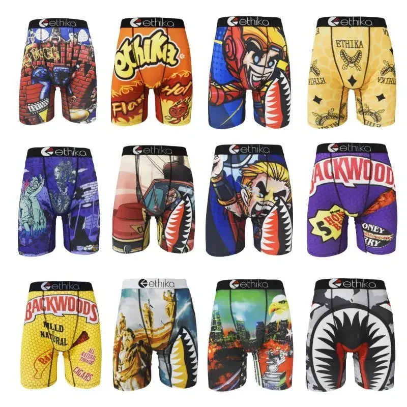 ETHIKA Fashion Sexy Men Underwear Sport Fitness Boxershorts Printed Man Underpants Panties Innerwear Boxer Trunks Boxers Briefs