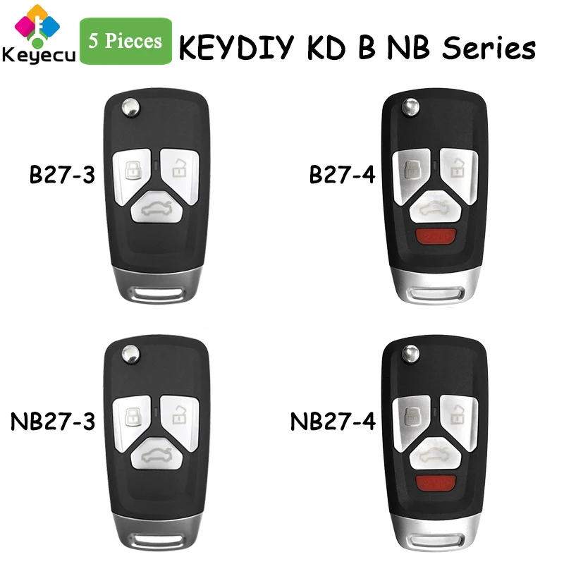 

KEYECU 5 Pieces KEYDIY KD B NB Series for Audi Style Universal Remote Key With 3 4 Buttons for KD900 KD900+ URG200 KD-X2 MINI KD