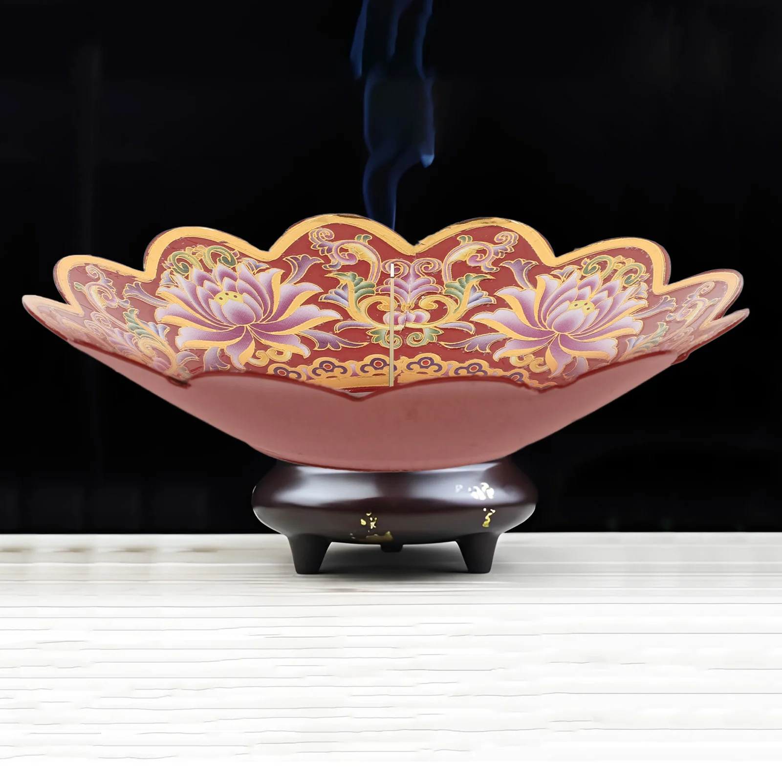 

1pc 3 Inch Alloy Incense Ash Holder Lotus Design Ash Tray For Home Office Meditation Vintage Censer Cover Burner Supplies