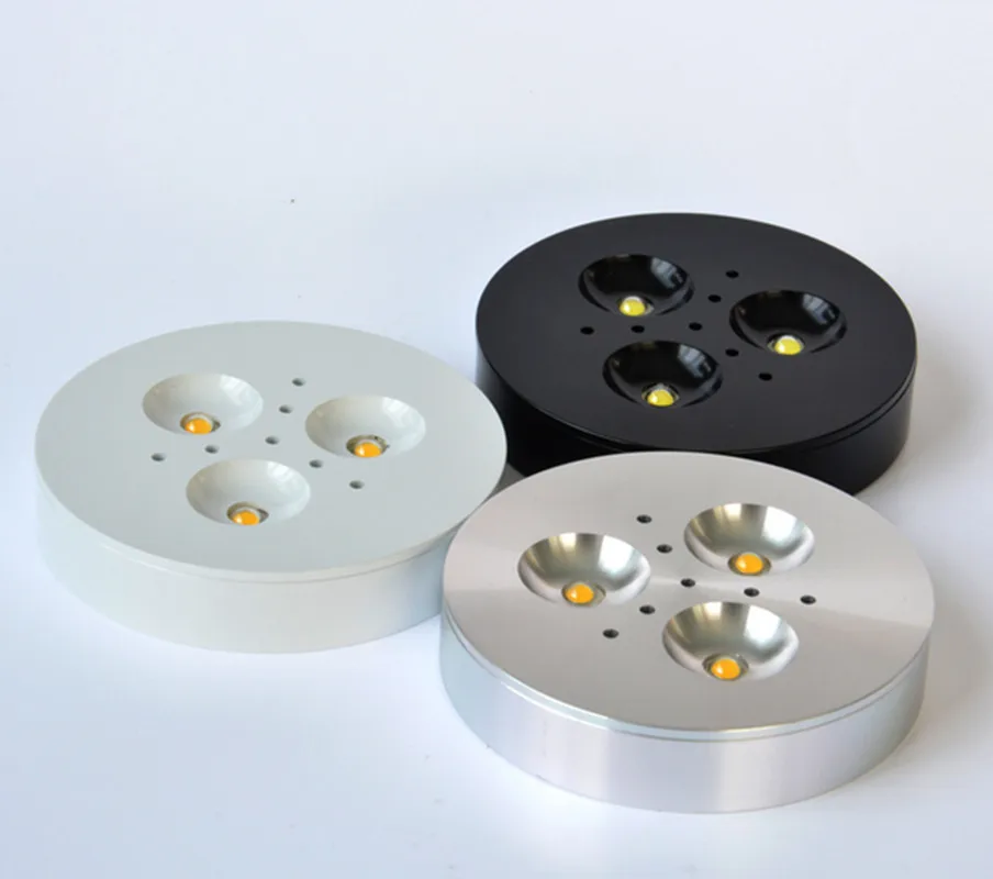 جودة عالية سميكة 3 واط الألومنيوم LED إضاءة الخزانة عفريت ضوء LED أسفل ضوء Epistar رقاقة 3 سنوات الضمان التيار المتناوب 110-240 فولت/DC12V
