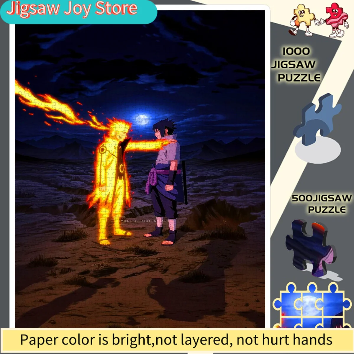

Japanese Anime Ninja Clash of Flames Jigsaw Puzzle - Challenging Large-Scale Puzzle with Glowing Effects, Interlocking Pieces,