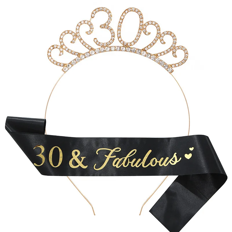 النساء حفلة عيد ميلاد الرقمية عقال للرأس على شكل تاج حزام الكتف 18 21 30 40 50 60 70 أنثى عيد ميلاد القبعات سبيكة إكسسوارات الشعر