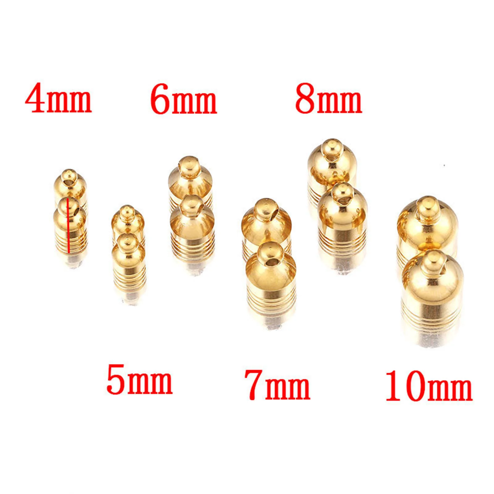 4-10mm Stainless Steel Cord End Caps Clock Multicolor Bugle Metal Charms DIY Making Necklace Women Jewelry Gifts Findings,10PCs