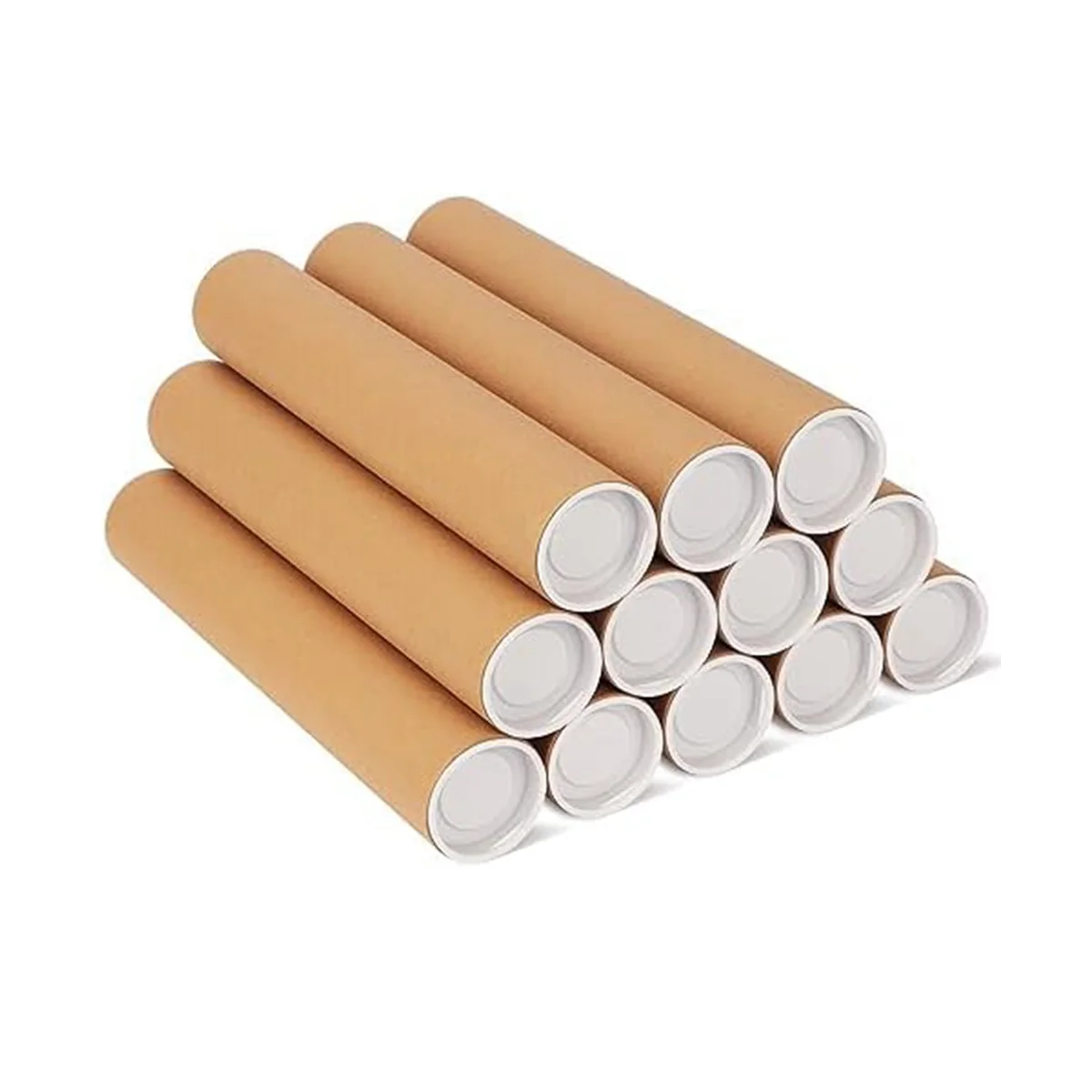 

12 Pack Mailing Tubes with Caps for Packaging Posters, 2X12 Inch Cardboard Mailers Tube, Poster Tube for Mailing