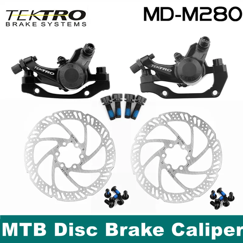 Tektro MD-M280 Mountain Bike Line Pull Disc Brake Caliper Front/Rear Aluminum Alloy MTB Mechanical Disc Brake With 160mm Rotor