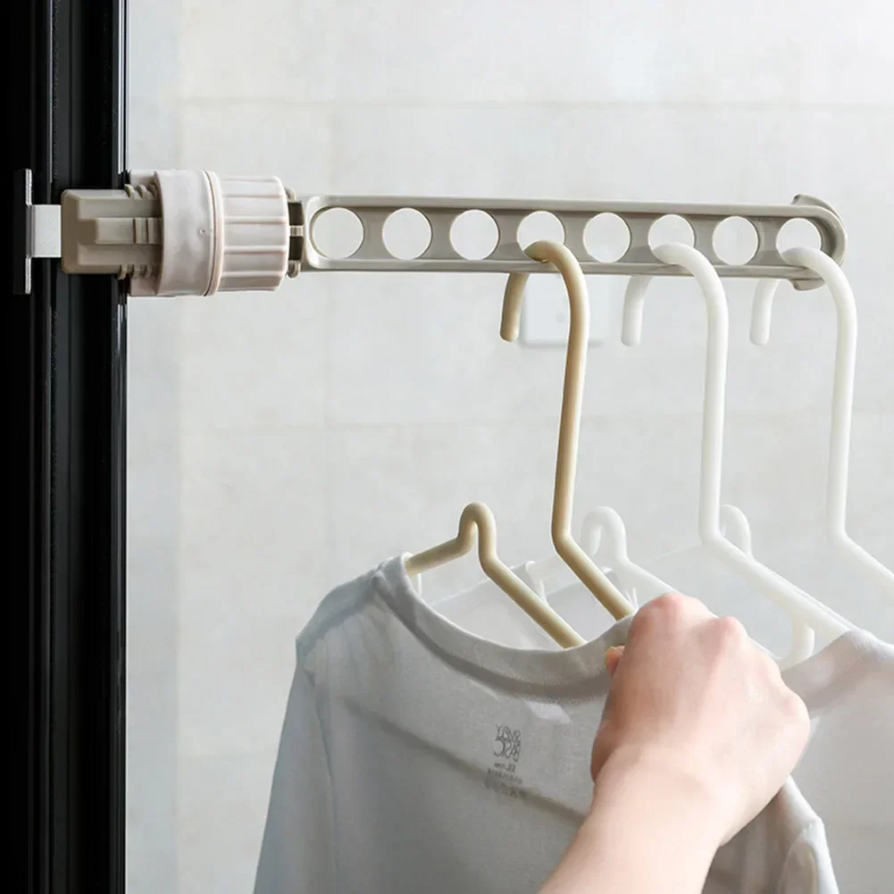 1pc Window frame clothes hanger buckle type porous window balcony portable clothes hanger adjustable clothes hanger