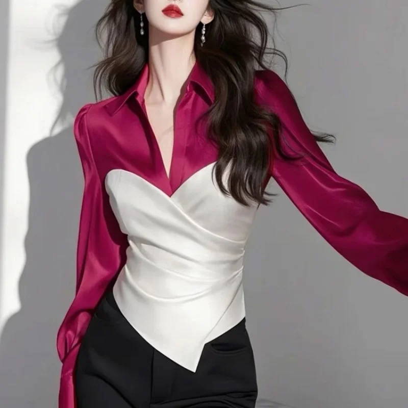 Spring Blouses for Female Fashion 2025 luxury Woman Shirts Top Beautiful Waist-Tight Common Elegant Social Women'S Shirt