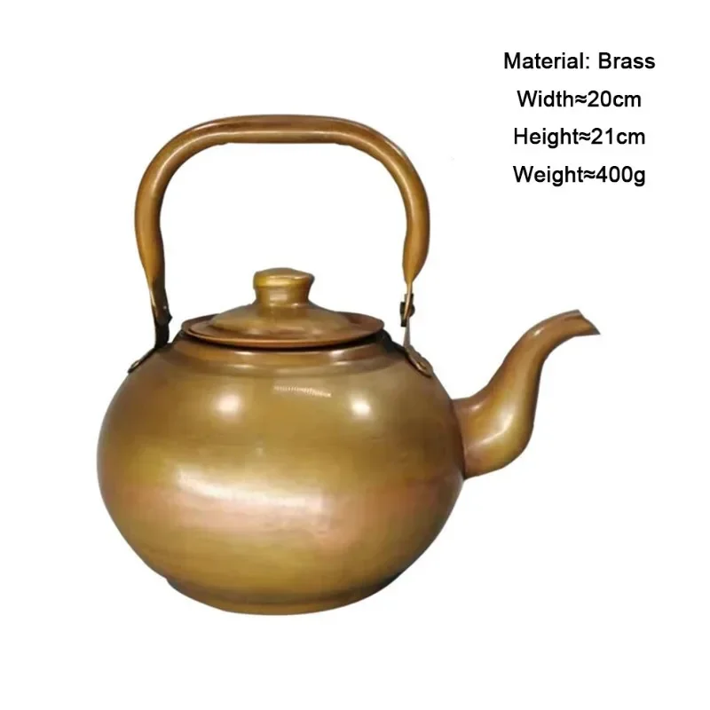 1.2L Pure Copper Kettle Old Fashioned Long Mouth Brass Tea Pot With Filter Household Small Boiling Water Kettle