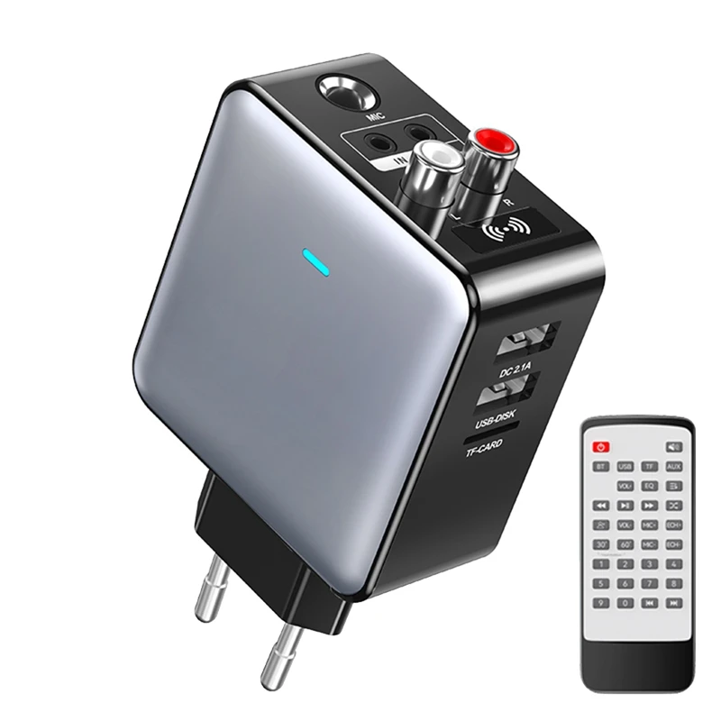 بلوتوث 5.3 جهاز ريسيفر استقبال وإرسال الصوت 3.5 مللي متر AUX/RCA/TF/USB كاريوكي HIFI ستيريو محول لاسلكي-الاتحاد الأوروبي التوصيل دائم سهل الاستخدام