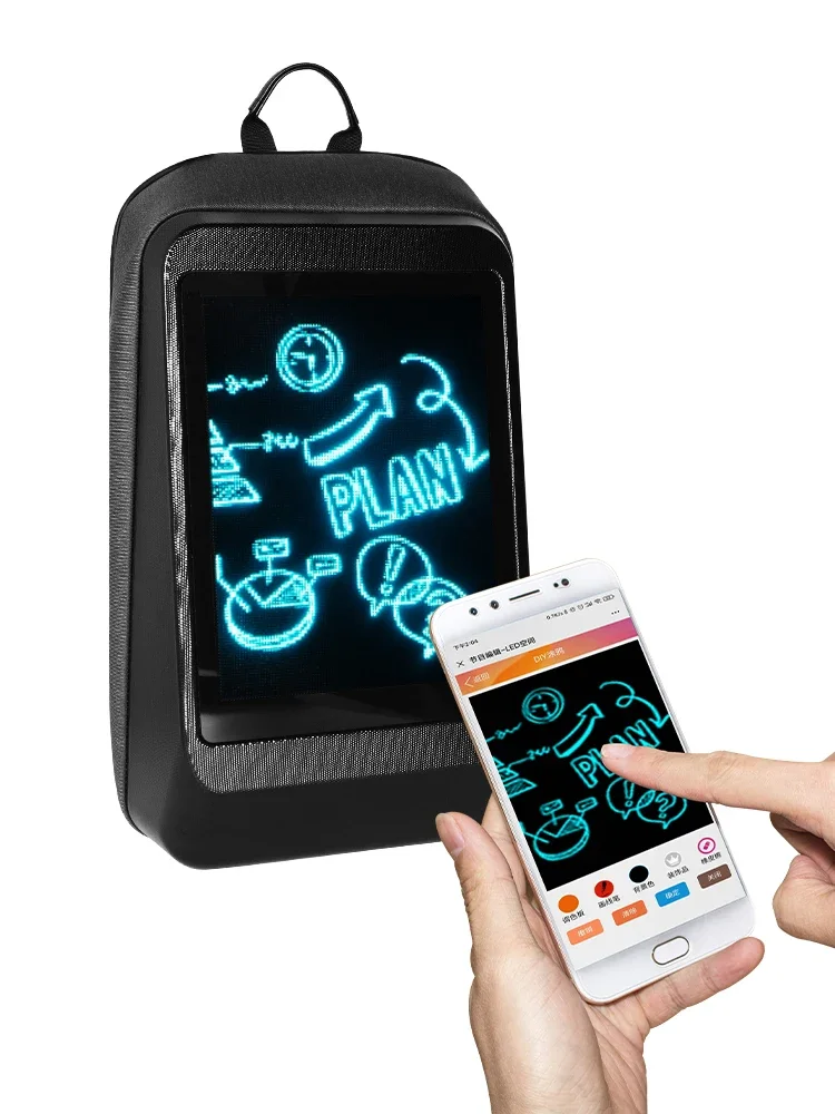 Led advertising Backpack Waterproof Bluetooth Version Large Capacity Travel  Outdoor Smart With Interactive Display Screen