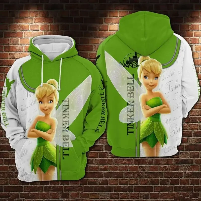 Felpa con cappuccio Disney 3D ragazzi e ragazze primavera e autunno nuova stampa 3D felpe con cappuccio Disney Tinker Bell abbigliamento sportivo da