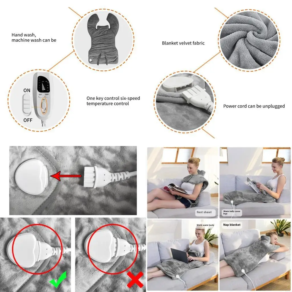

Adjustable Heating Pad for Back Shoulder Relief With Crystal Plush Quick Warm B95B