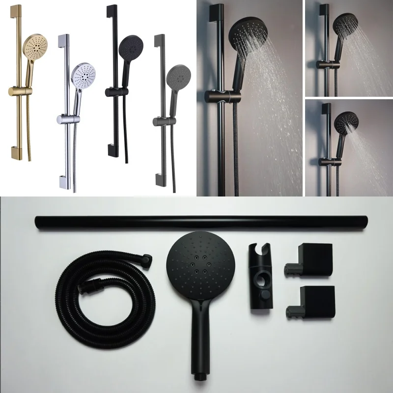 

Matt Black ABS3 Function Rain Shower Head Shower 1.5M Hose Stainless Steel Adjustable Lifting Rod Bathroom Accessories