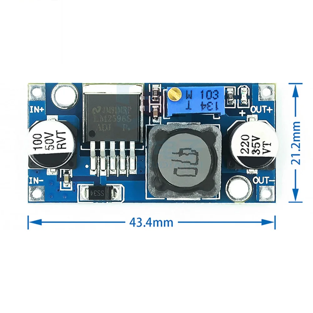 電源モジュール,調整可能な電力変換器,lm2596s,DC-DC, 1.5v-35v,3.3v,5v,12v,24v