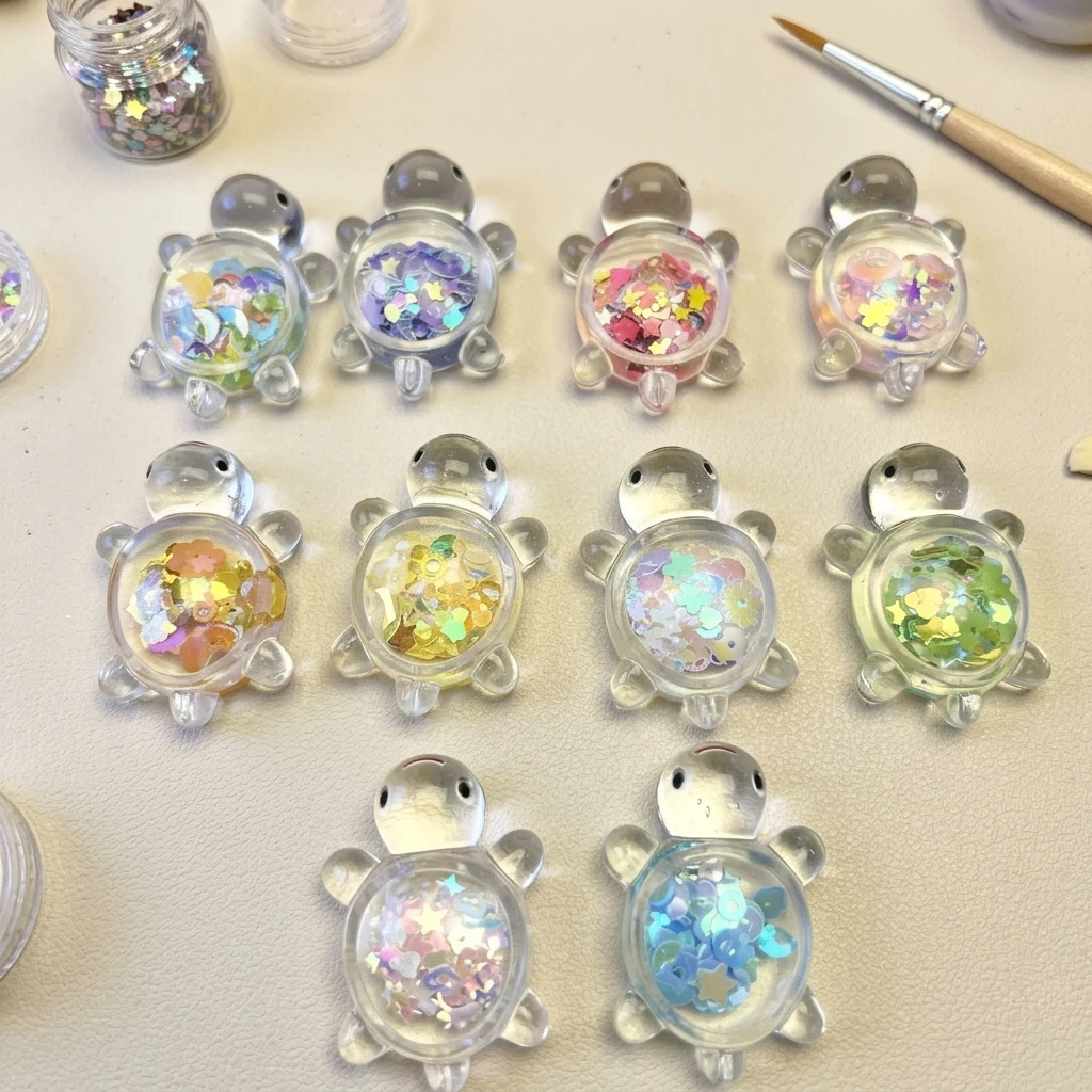 10pcs Cute Resin Turtle Figurines Vibrant Colorful Turtle Decor Miniature Ornaments for Indoor Outdoor Home & Garden