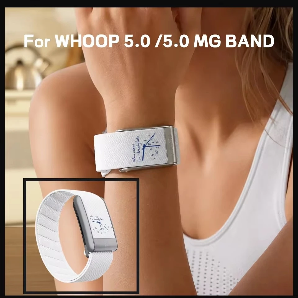 Premium Waterproof Nylon Braided Watch Strap For Whoop 5.0 / 5.0MG White Sport Replacement Fitness Tracker Wristband