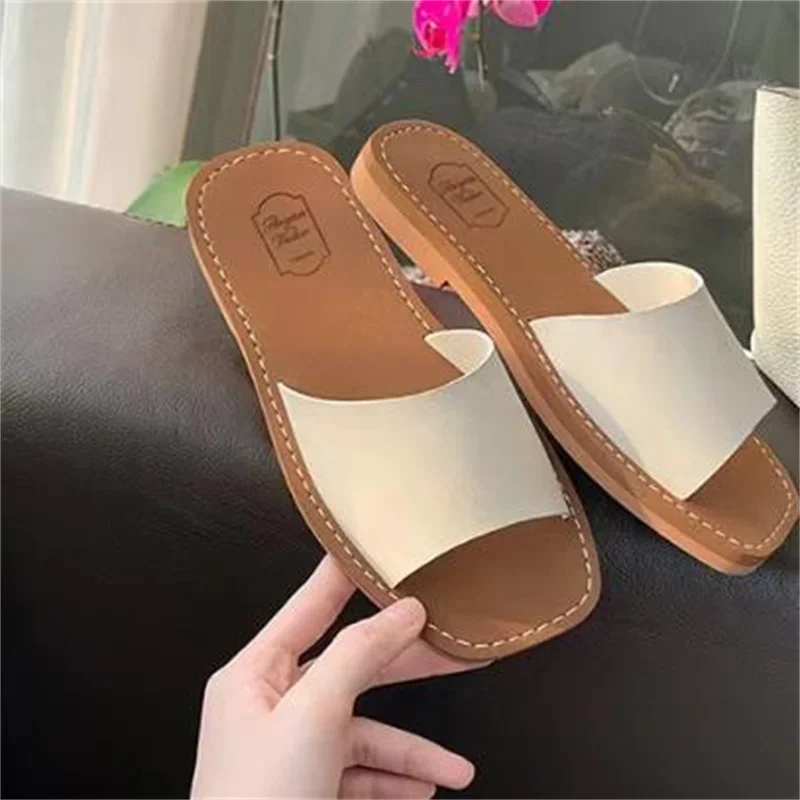 

Sewing Lines Shoes For Ladies Square Toes Womens Flat Heels Female Slippers Mixed Colors Zapatos Mujer Shallow Chassure Femme