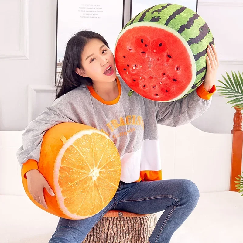 Inflatable Stool Thicken Cotton Cover Cartoon Plush 3D Fruit Inflatable Pouf Chair Lovely Children Cushion Stools Portable 1PC image 3