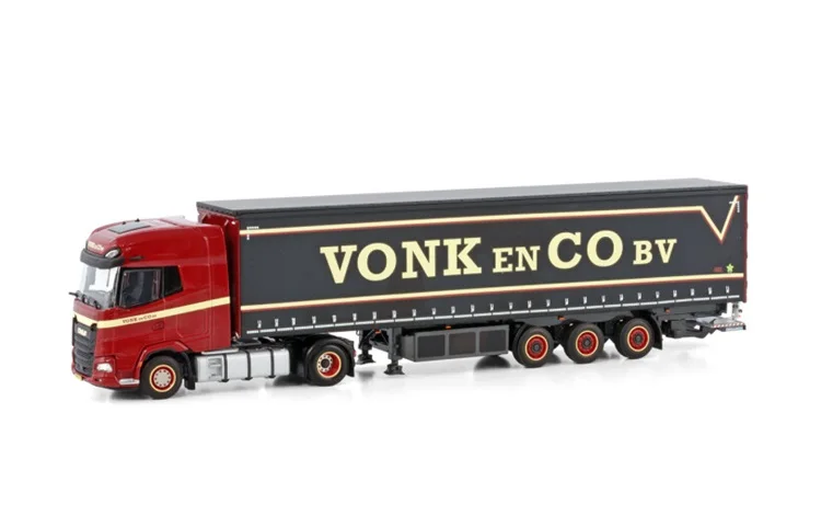 WSI 1:50 Scale DAF XG+ 4X2 Axle Truck Tractor Side Curtain tarpaulin Transport Truck Vehicle Diecast Toy Model,VONK & CO 01-4159