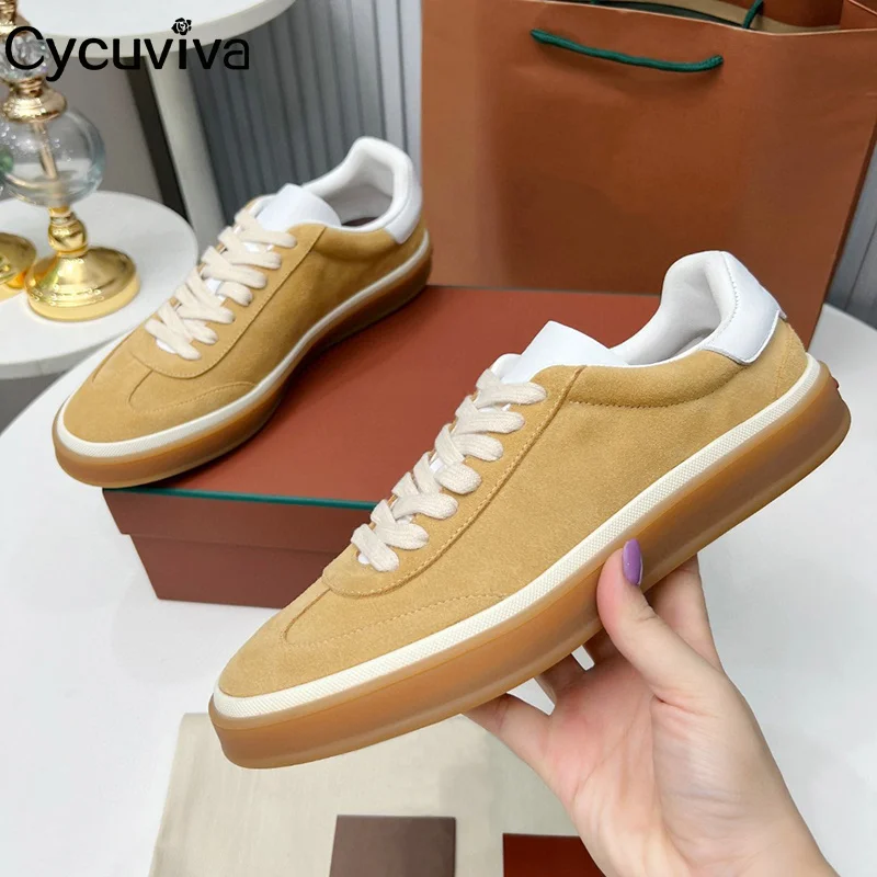 Summer Women's Flat Casual Walk Shoes Men Thick Sole Platform Sneakers Casual Loafers Lace Up Real Leather Shoes For Women