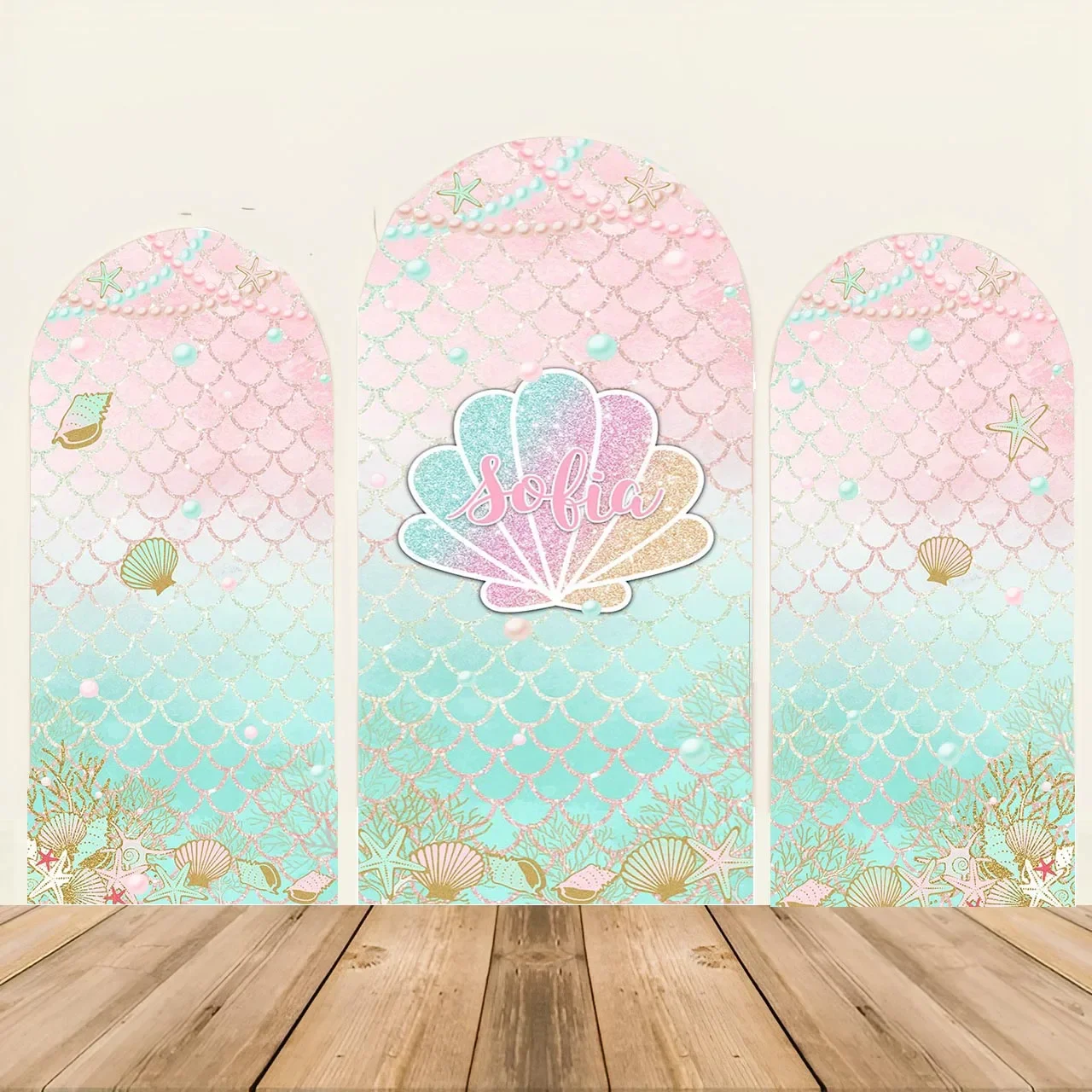 Mocsicka Mermaid Arch Backdrop Covers 2-Sided Girl Birthday Party Decor Newborn Baby Shower Background Photo Studio Props Custom