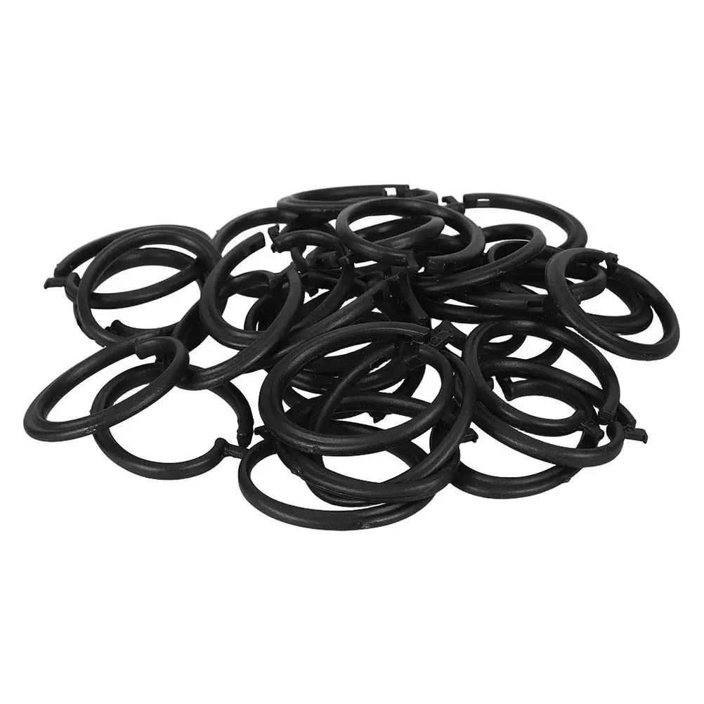 60Pcs Plastic Curtain Hooks Black Sleek Minimalist Drapery Rings for Roman Shades Blinds Valances Outdoor Gazebo Canopy Easy