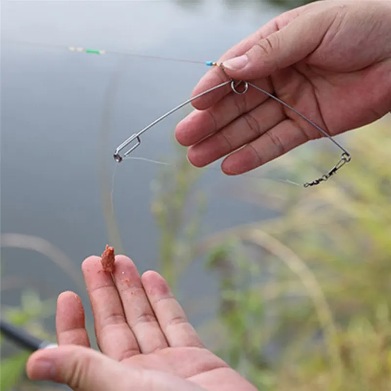 5PCS Camping Automatic Fishing Device Tackle Artifact Stainless Steel Spring Ejection Hook Universal Fishing Utensil