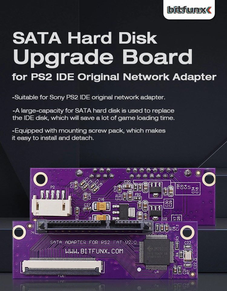 Adaptateur Disque Dur SATA PS2 Avec Carte Mémoire FMCB V1.966 16 Mo - Compatible 2.5 3.5 HDD Jusqu'à 2 To