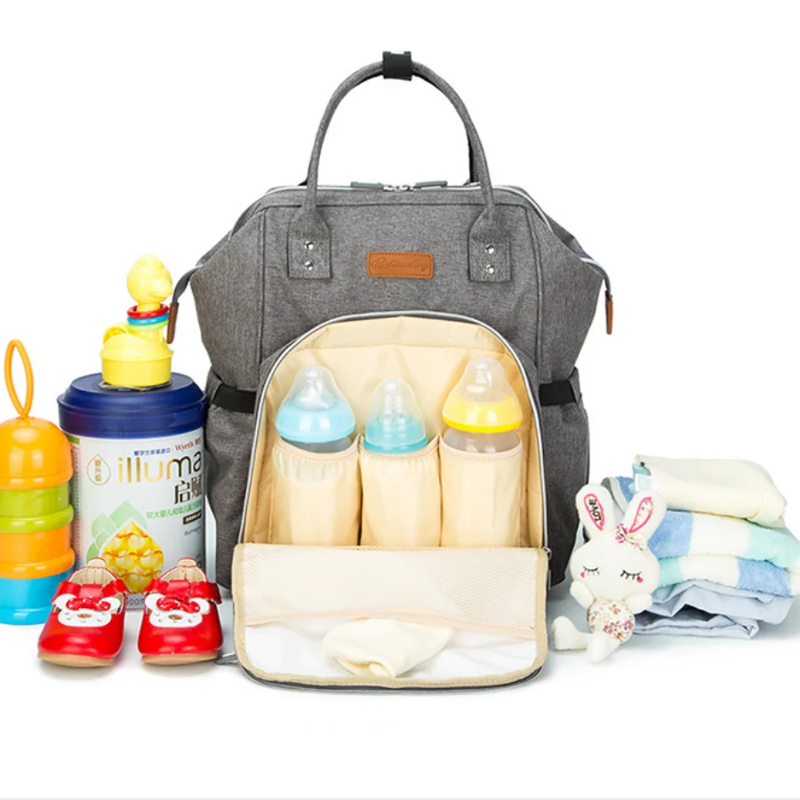 

Diaper Bag Backpack with Waterproof Pockets and Stroller Buckle, Convertible Tote Bag