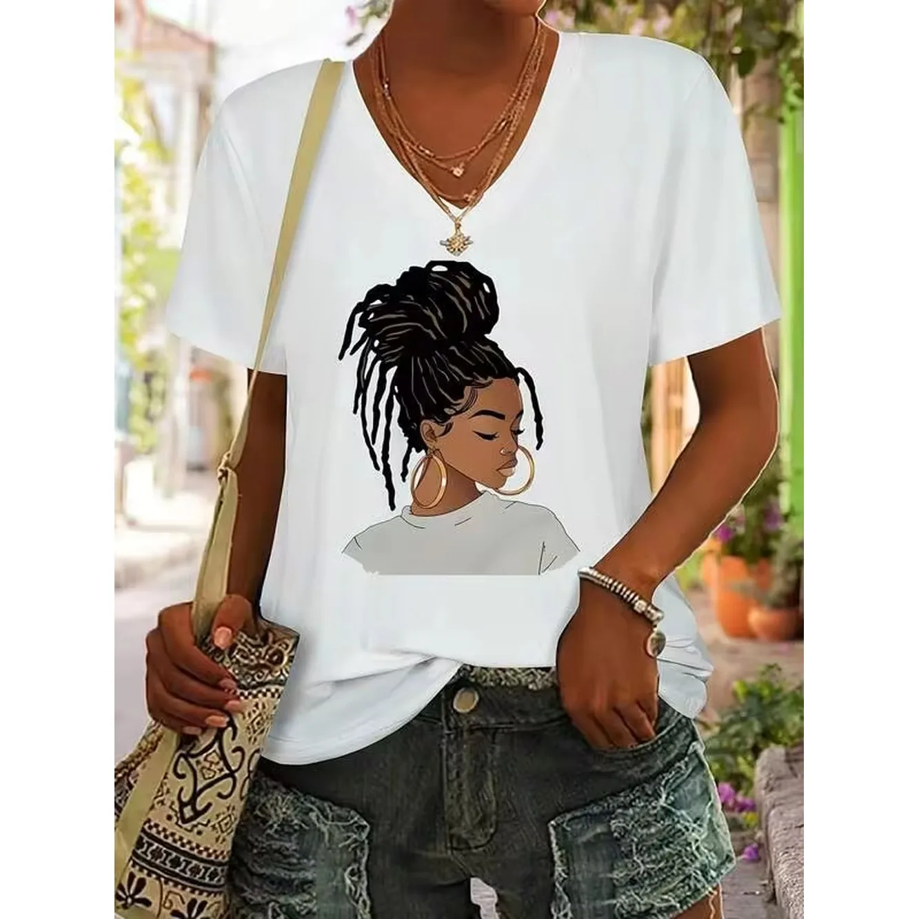 Cool Design Crew Neck Short Sleeve Tee, Comfy Summer Casual Wear, Great Mother's Day Gift