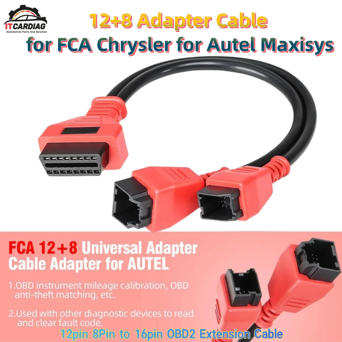 

Кабель-переходник 12 + 8 для шлюза авторизации Chrysler FCA, обходной кабель безопасности для универсального разъема Autel Maxisys для Dodge