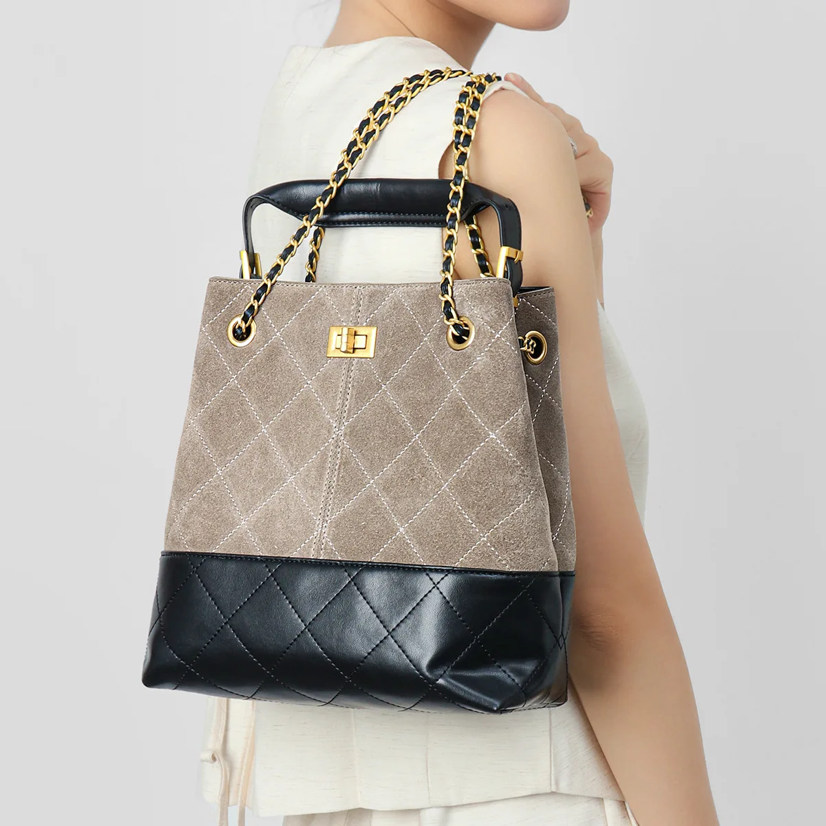 Crossbody أنثى عطر صغير نمط حار بيع المرأة مطابقة الجلود التنقل الكتف دلو مقبض علوي حقائب بيد #2