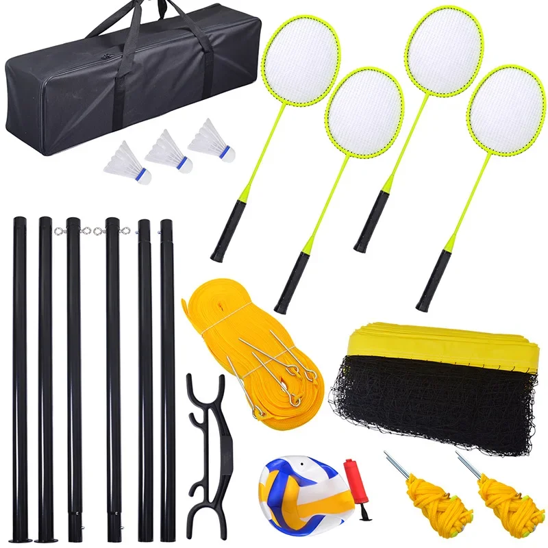 2026 Badminton Row Set Beach Feather Volleyball Combination Badminton Volleyball Net Set