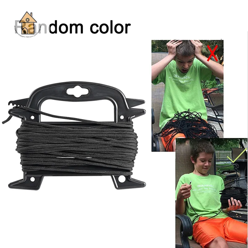 30M Umbrella Rope Winder Folding Bucket Bridge Fishing Rope Portable Clothesline Spool Tidy Organizer Holder
