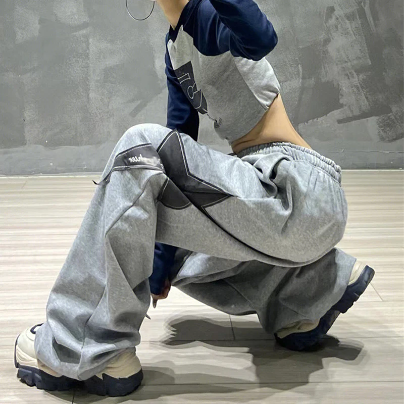 السراويل النسائية موضة عالية الخصر الهيب هوب بنطلون امرأة فضفاضة الركض Sweatpants بانت غير رسمي واسعة الساق بنطلون الشارع الشهير جديد