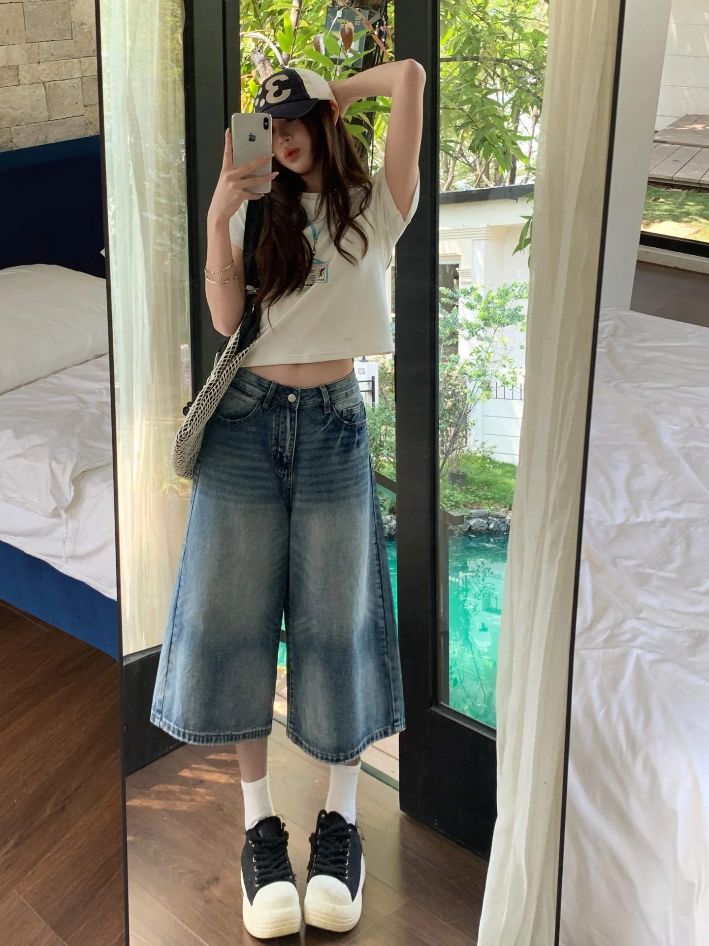 

American Style Loose Fit Thin Denim Jeans Women Summer High Waist Wide Leg Pants Casual Wear Comfortable Breathable Jeans