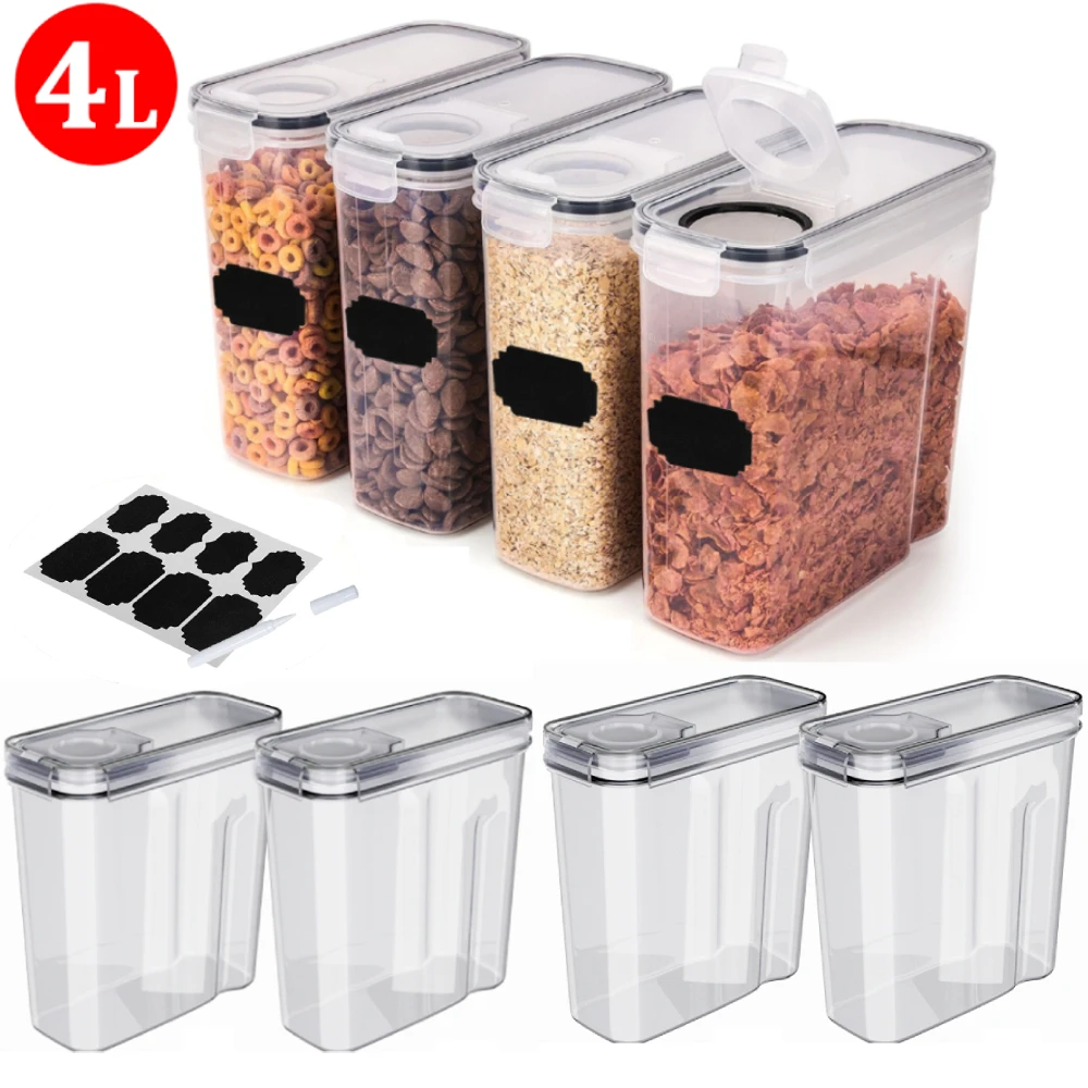 8pc/12pc réservoir de stockage 4L scellé boîte de stockage des aliments hermétique céréales conteneur de stockage ensemble alimentaire conteneur ensemble céréales bonbons pot séché