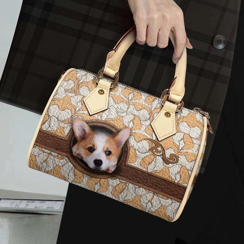 Lovely Dog Animals Print Women Versatile Hand-Held Shoulder Crossbody Bag Fashion Trend Blue Bucket Handbag Commuting Pillow Bag