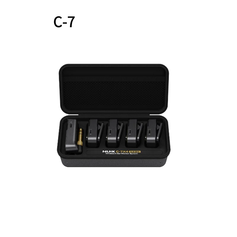 Беспроводная система NUX C-7 IEM 5.8ГГц для стереомониторинга на сцене, репетициях, стриминге, радиус действия 30м, зарядный кейс на 6 часов работы