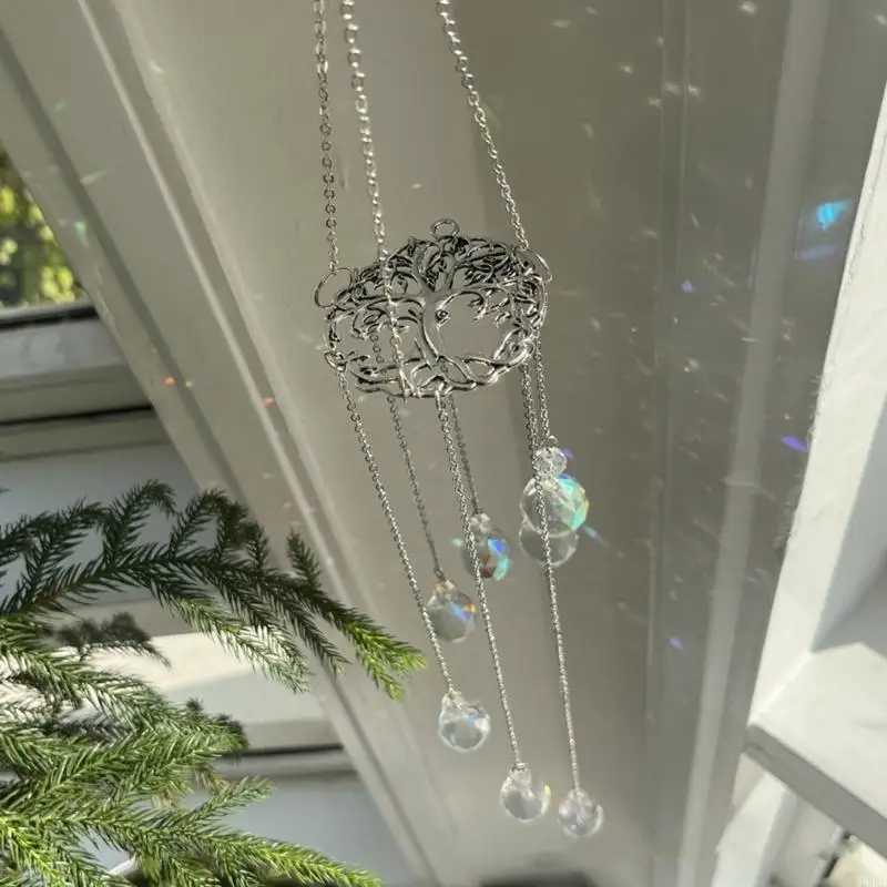 L9BE Elegant Crystal Suncatchers Wind Chimes Hanging Decors Enhances Any Living Space