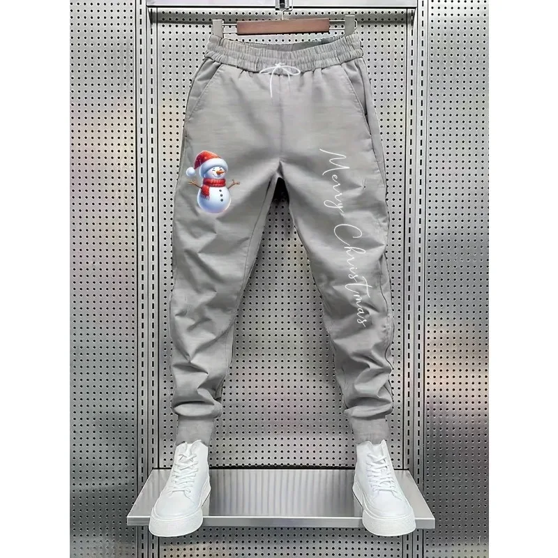 

Funny Snowman 3D Print Christmas Casual Sweatpants, Unisex Drawstring Joggers for Holiday Parties, Daily Wear