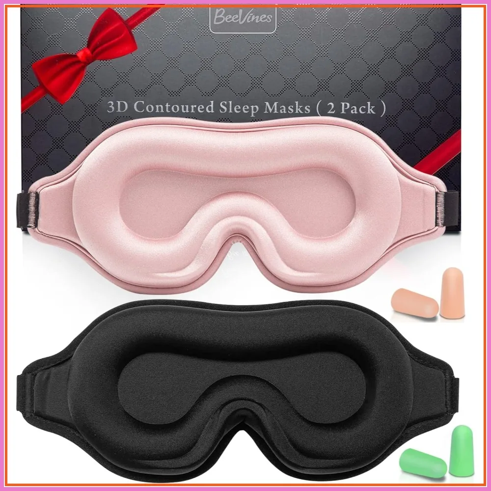 

2 Pack 3D Contoured Sleep Mask, 100% Block Light Eye Shade for Travel, Yoga, Nap