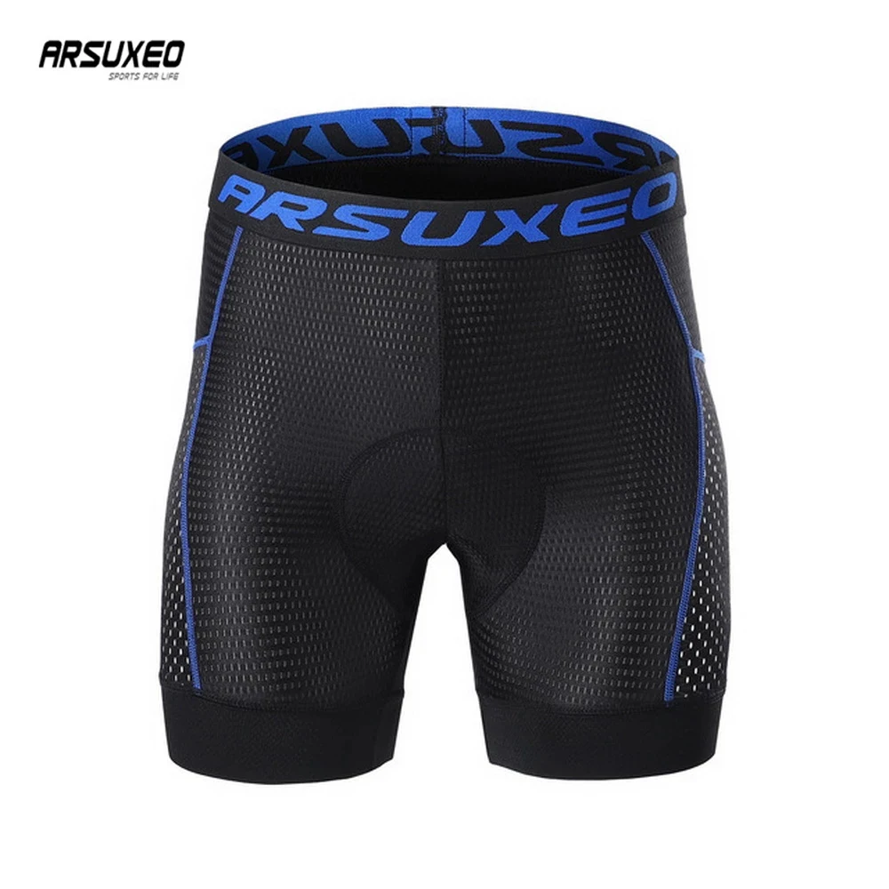 ARSUXEO Men Cycg 5D Gel Pad Shockproof MTB Bike Mountain Bicycle Shorts Riding Underwear Breathable Quick Dry