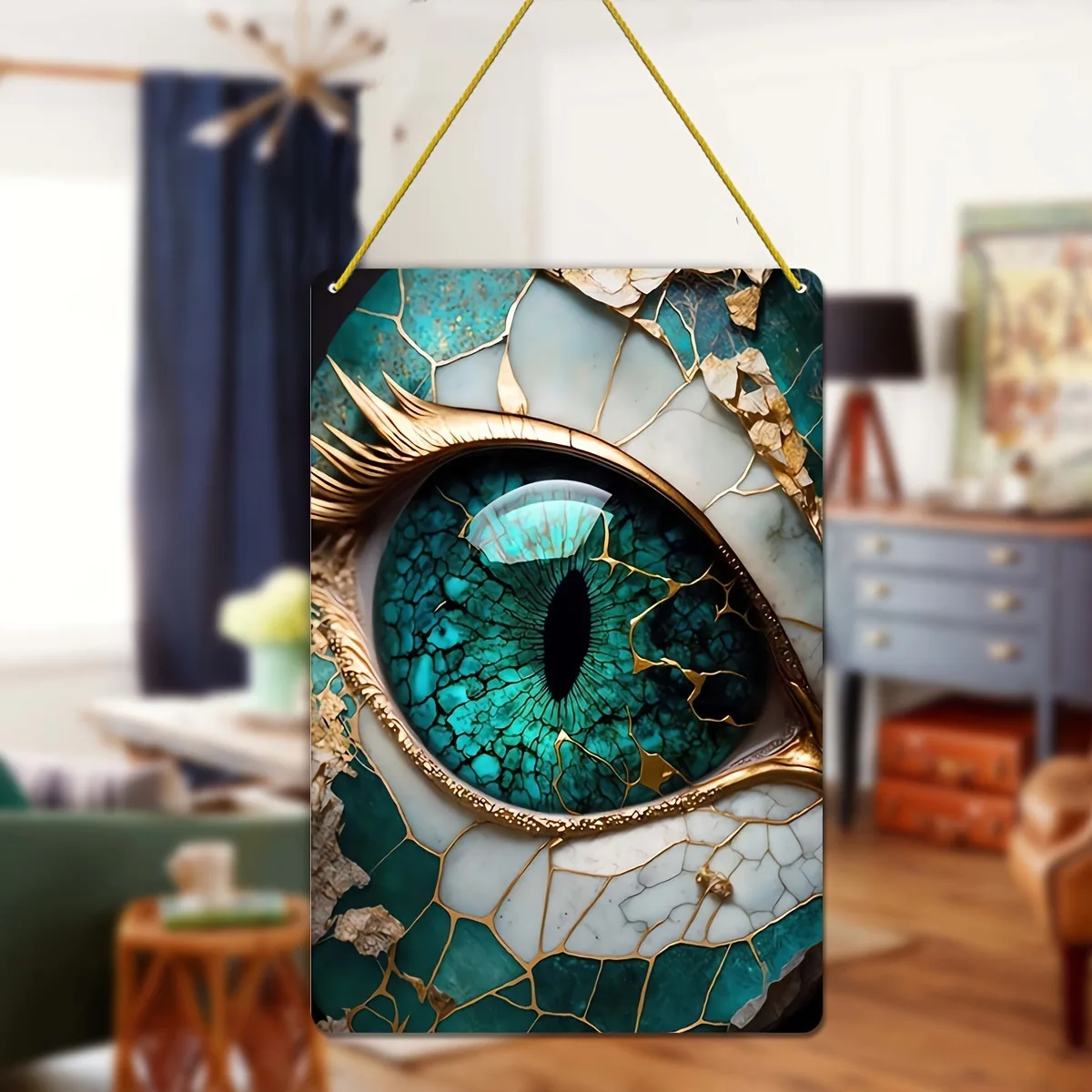 

Jade dragon eye jadeite color sunshade painted window hanging square pendant home wall with chain pendant