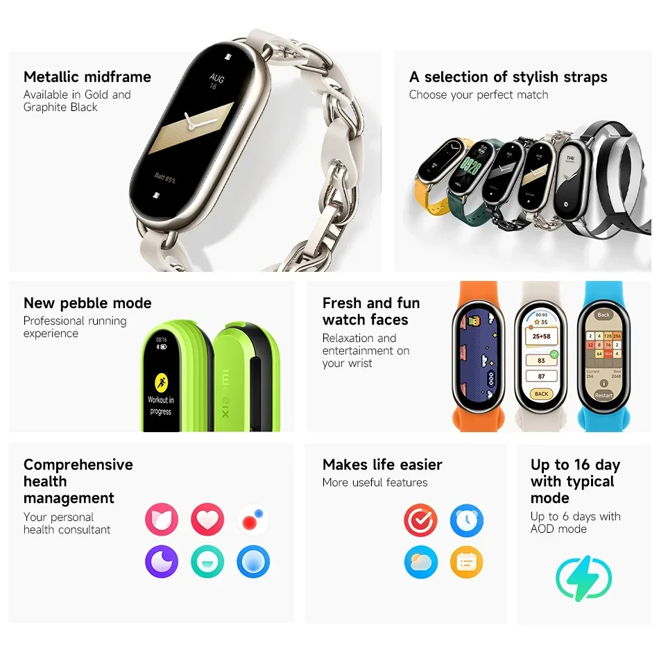 Xiaomi Mi Band 8 Global Version Heart Rate Blood Oxygen Monitoring 1.62