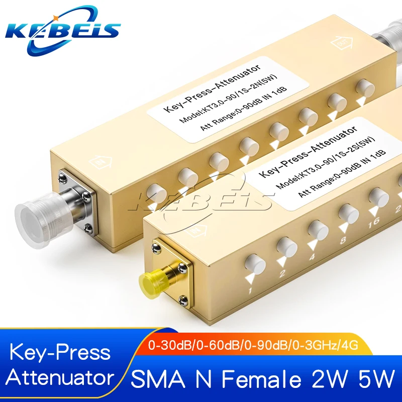 1PCS Key Press 2W 5W N Type SMA RF Adjustable Button Signal Attenuator 0-30dB 60dB 90dB Button Step Adjustable Attenuator 0-4GHz