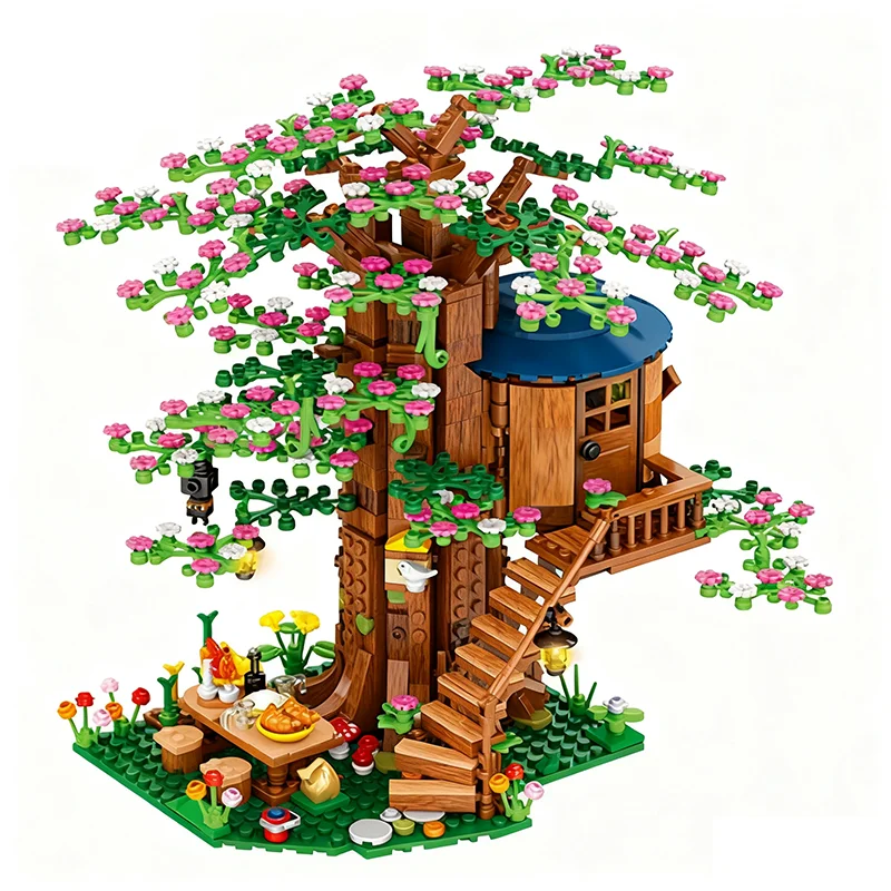 1106 個秋のツリーハウス 3 色の葉ビルディングブロック私の世界村建築レンガのおもちゃ子供のため